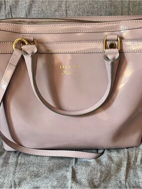 IACUCCI Italian Leather Structured Satchel Shoulder Bag - Pale Lavender